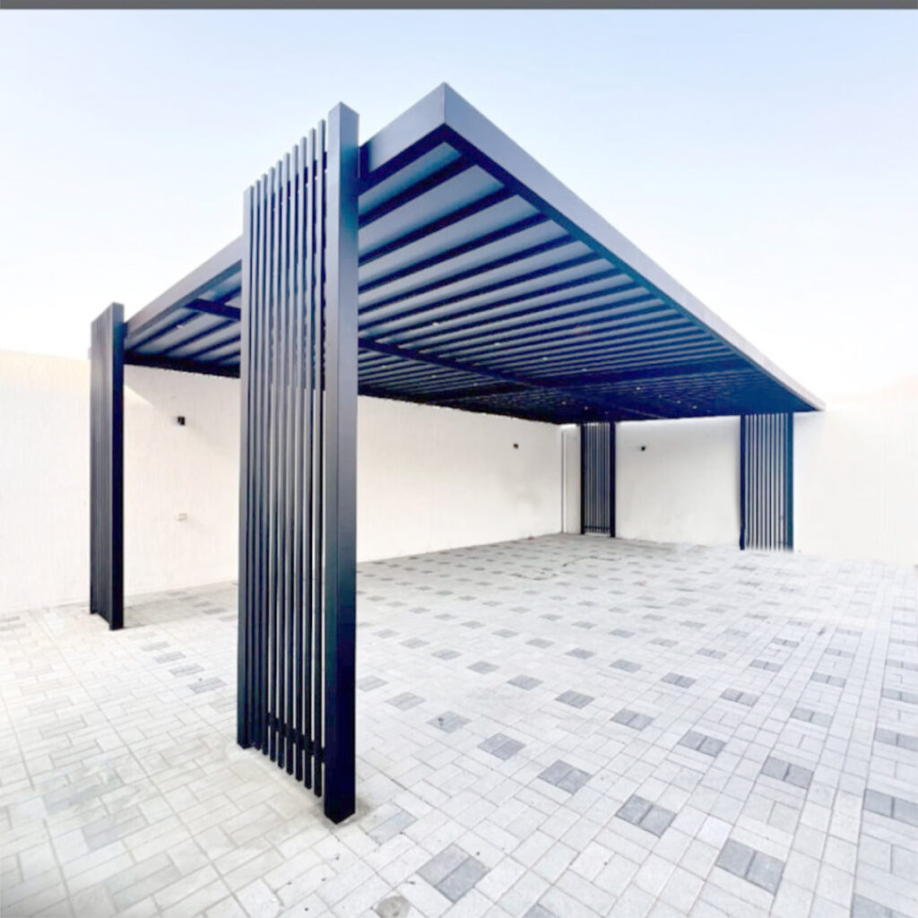 Black metal Pergola shade for 3 Cars